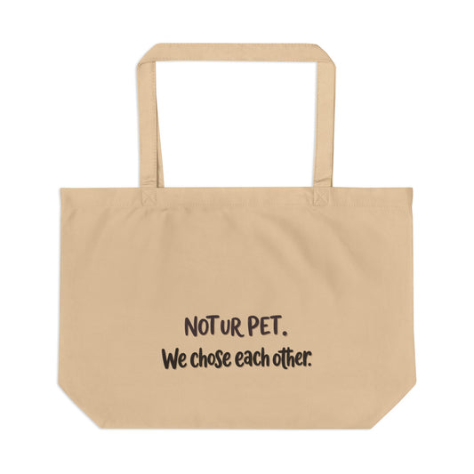"Am Just Here to Buy Food for My Boss" large eco garden pattern tote bag.