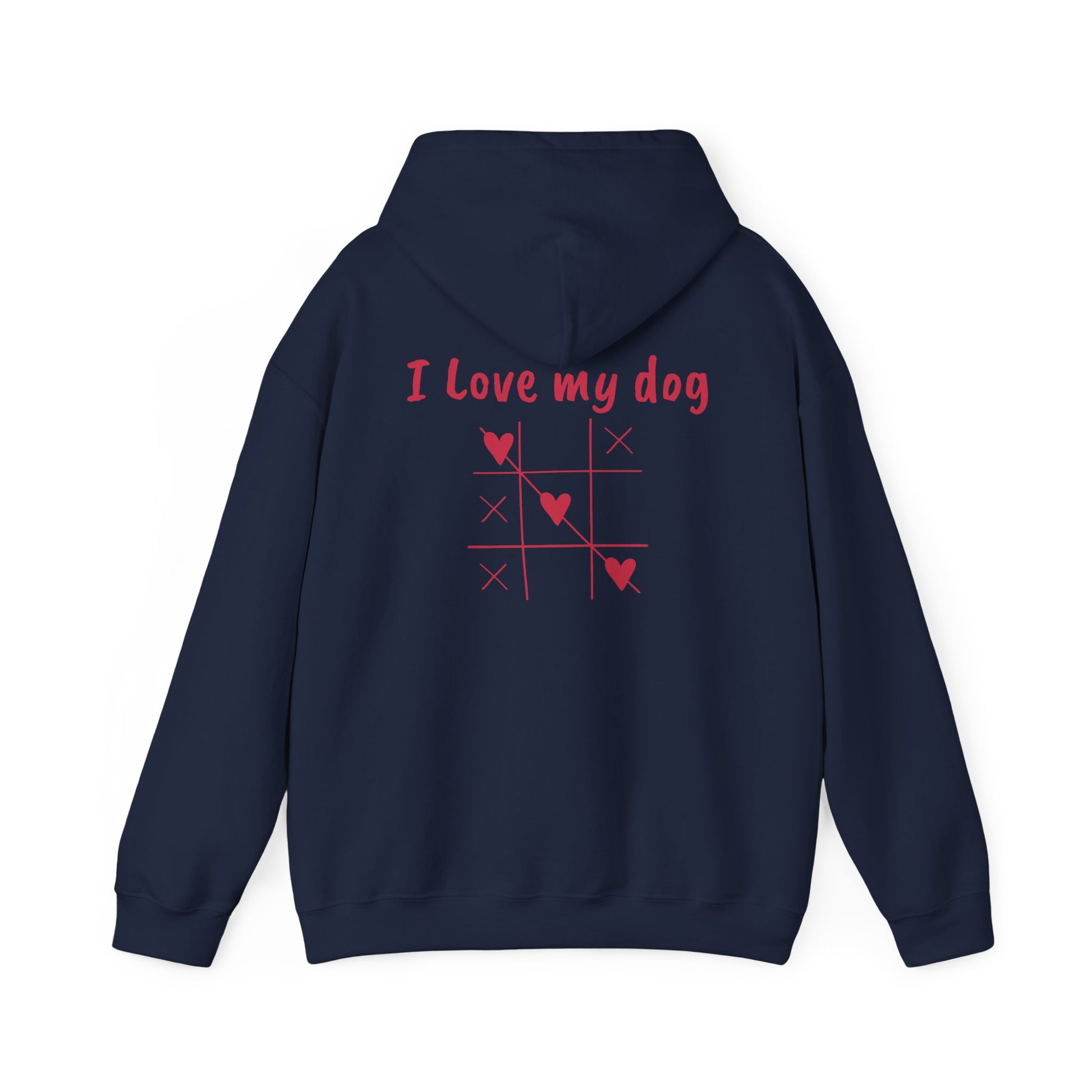 "I Love My Dog" hoodie for dog lovers, warm dog dad & mom sweatshirt on a white background