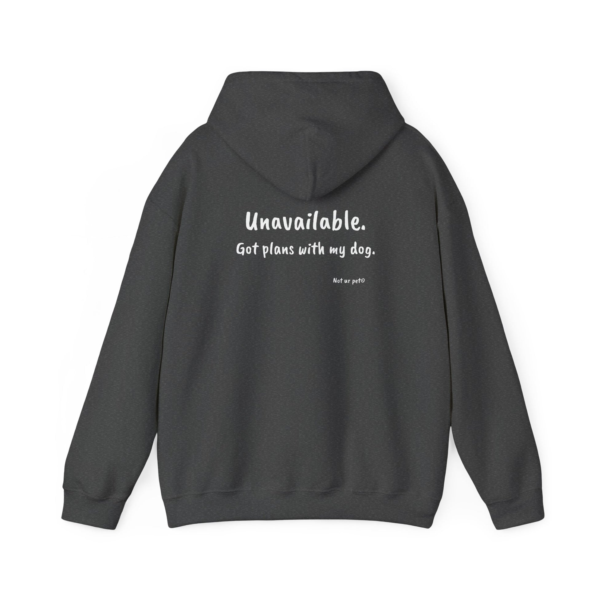 "unavailable. got plans with my dog." funny dog lover hoodie on white background