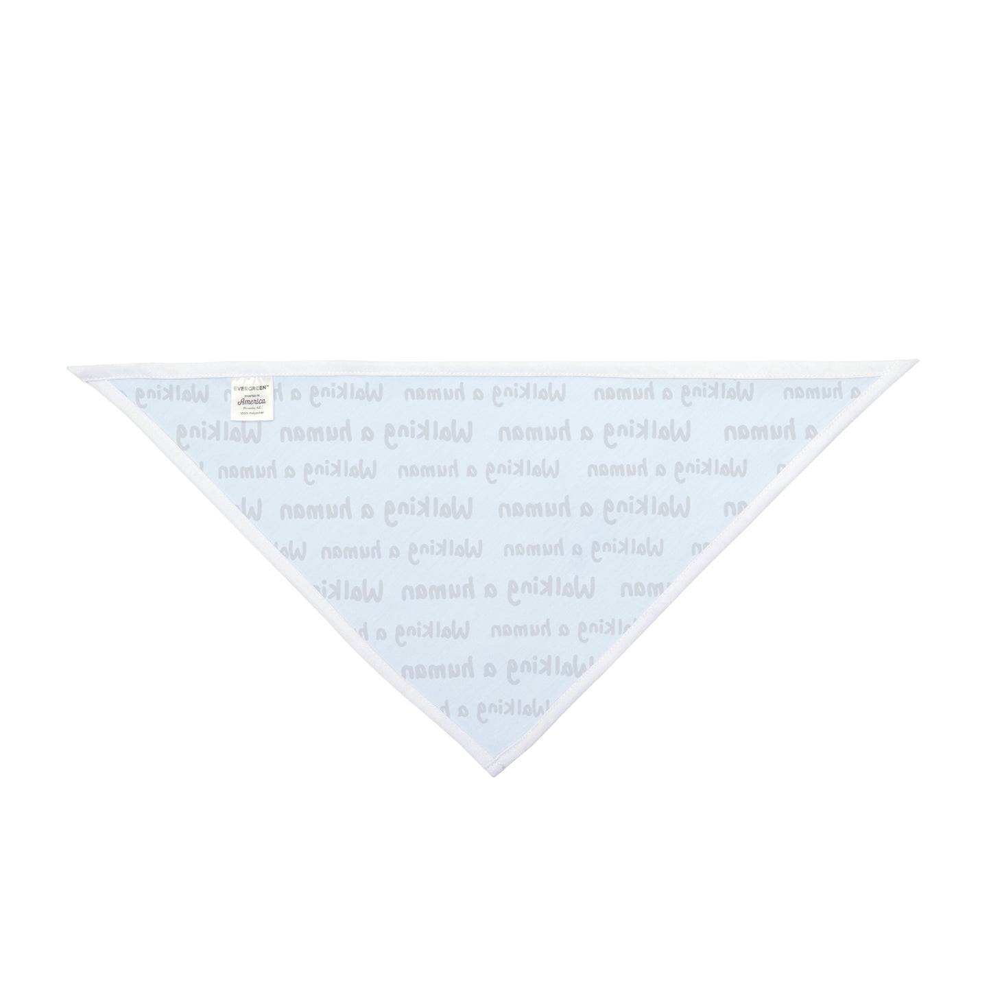 glacier blue "walking a human" repeating text bandana on a small dog