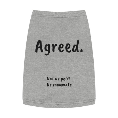 grey t-shirt with "agreed." text on white background