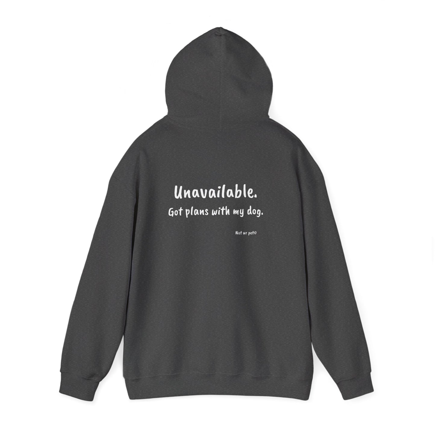 "unavailable. got plans with my dog." funny dog lover hoodie on white background