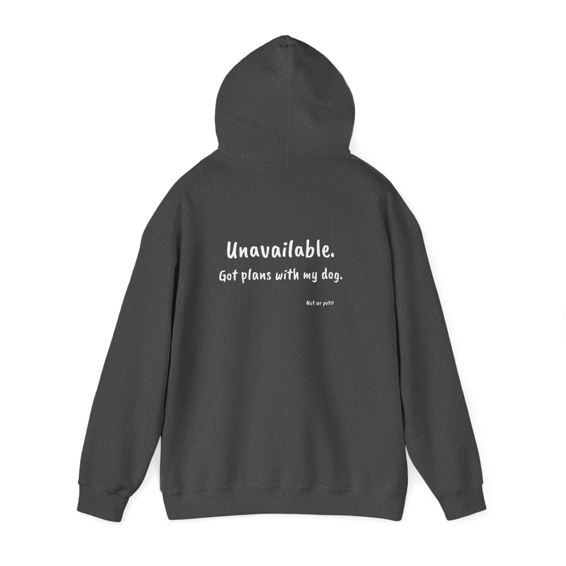 "unavailable. got plans with my dog." funny dog lover hoodie on white background