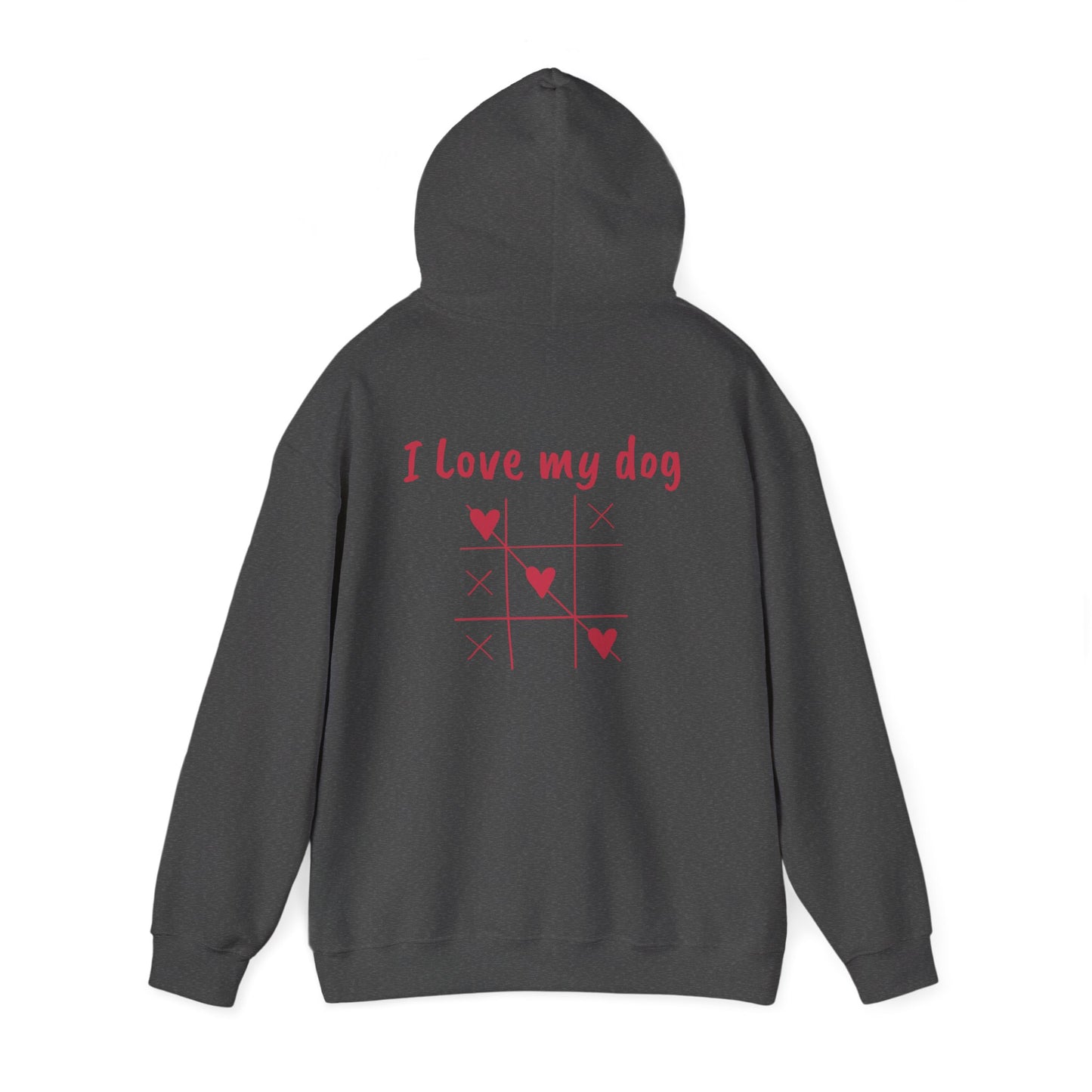 "I Love My Dog" hoodie for dog lovers, warm dog dad & mom sweatshirt on a white background