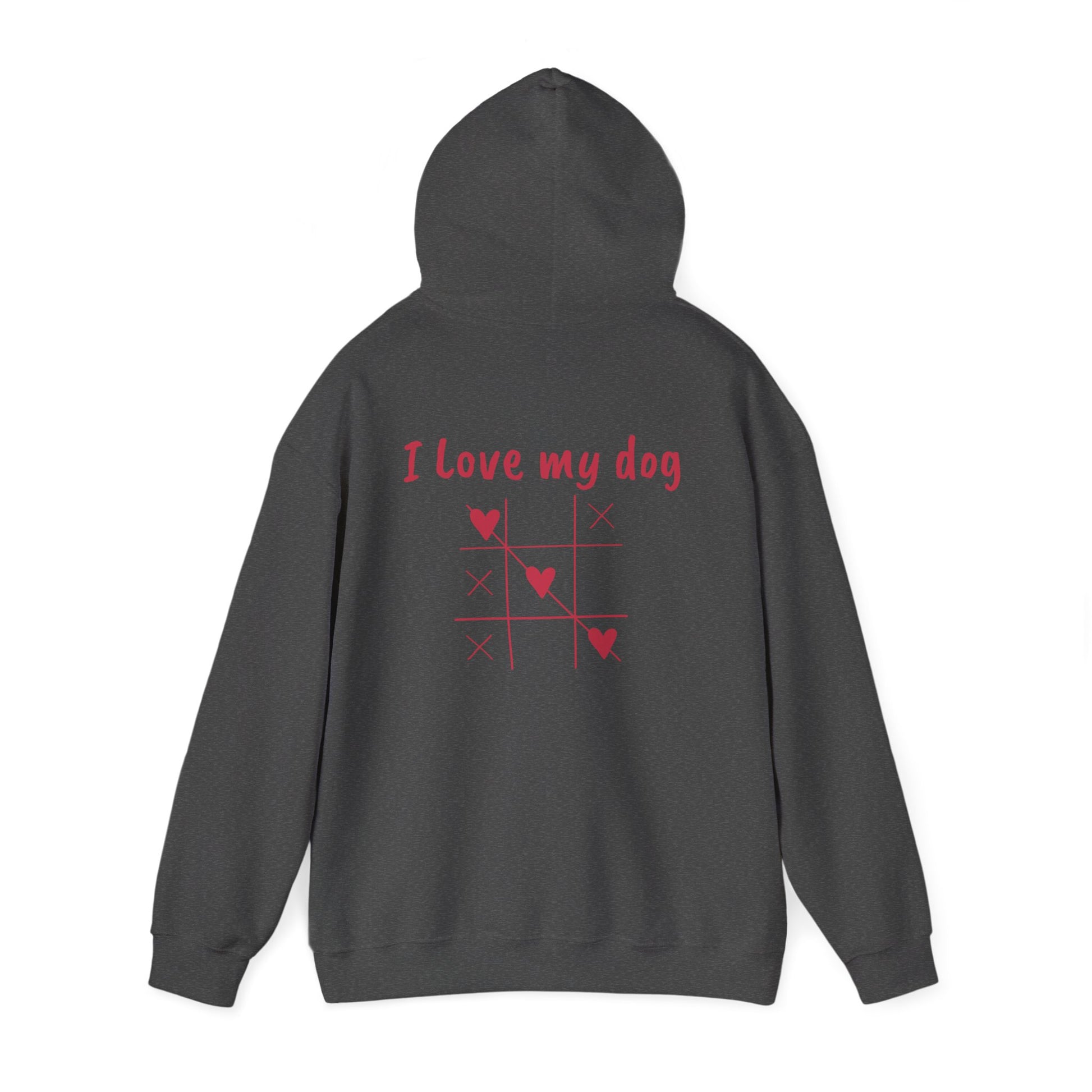 "I Love My Dog" hoodie for dog lovers, warm dog dad & mom sweatshirt on a white background