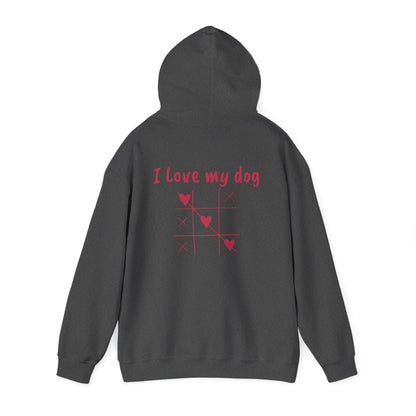 "I Love My Dog" hoodie for dog lovers, warm dog dad & mom sweatshirt on a white background