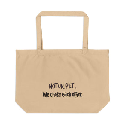 "Am Just Here to Buy Food for My Boss" large eco farm pattern tote bag. 